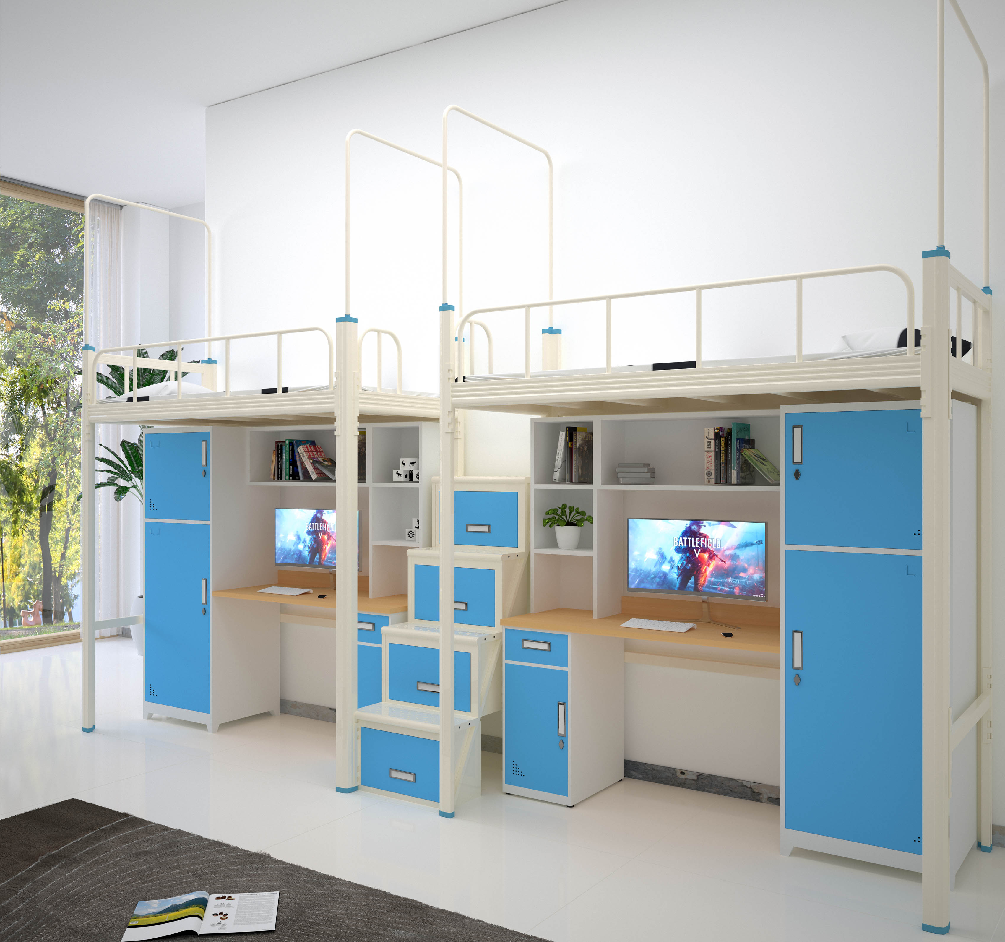 连体踏步公寓床